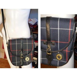 Vintage Guy Laroche navy plaid crossbody bag